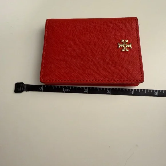 Tory Burch Emerson Foldable Card Case - Poppy Orange - Picture 15 of 16